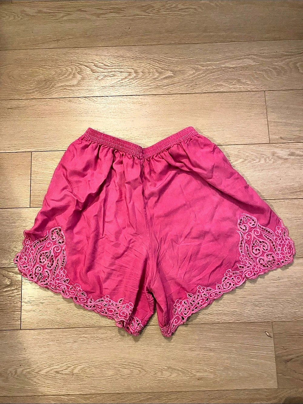 Lace Trim Shorts - Pink XL